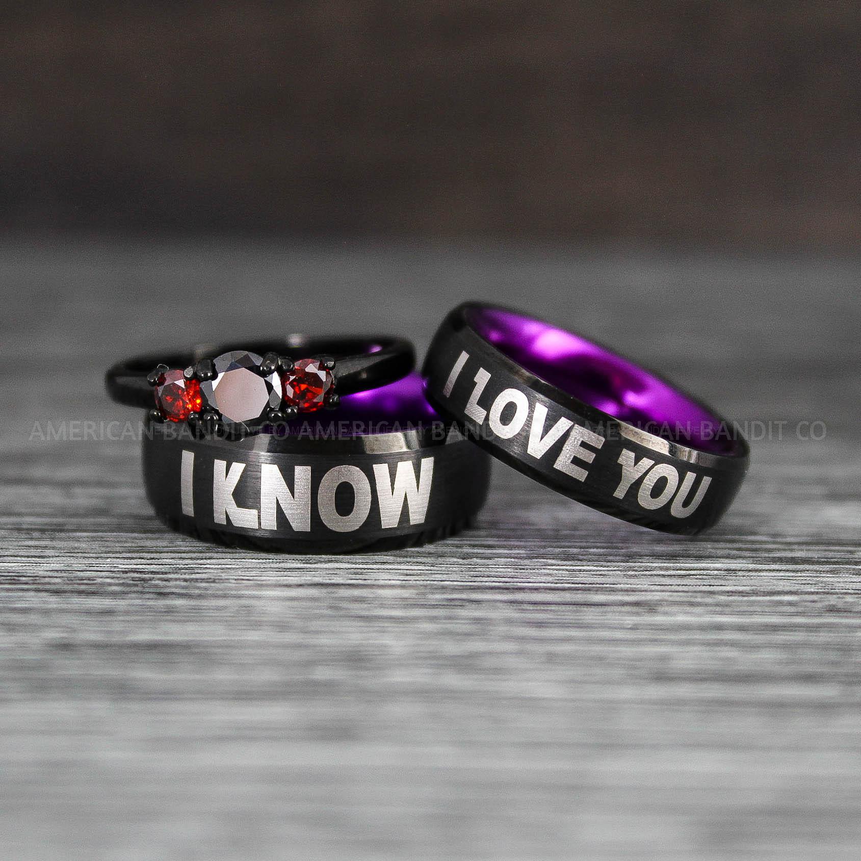 IMG_8403 I Love You I Know Rings, Aurebesh Rings, Black Wedding Bands, Aurebesh Wedding Bands, Aurebesh Wedding Rings, Aurebesh Jewelry - Image 1