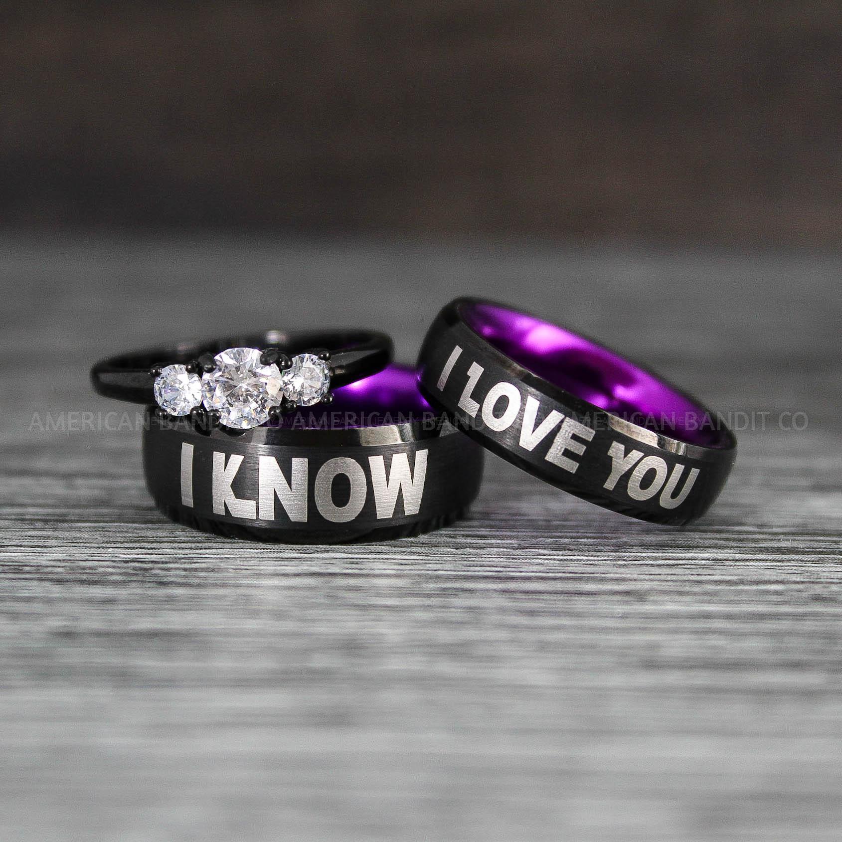 IMG_8404 I Love You I Know Rings, Aurebesh Rings, Black Wedding Bands, Aurebesh Wedding Bands, Aurebesh Wedding Rings, Aurebesh Jewelry - Image 1