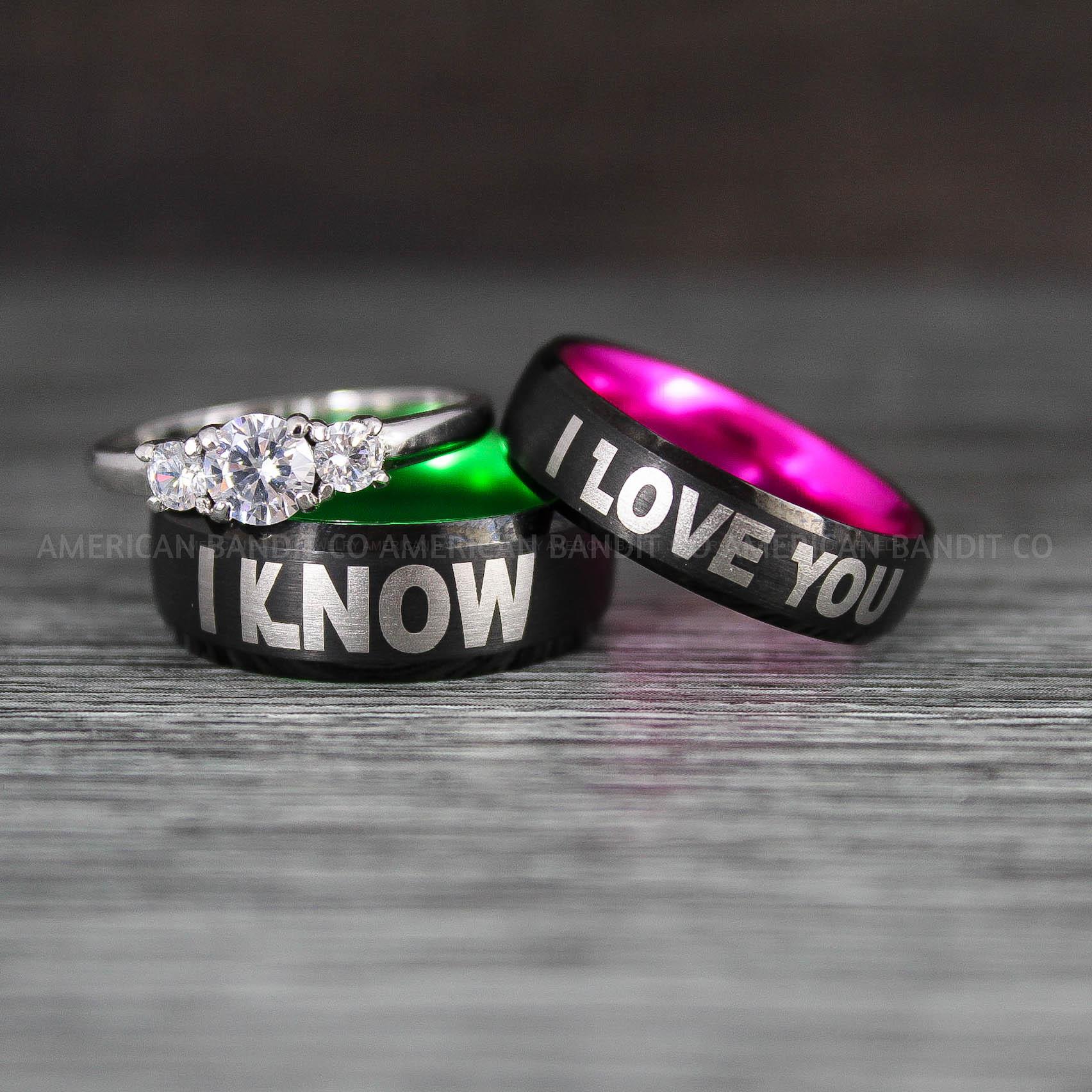 IMG_8406 I Love You I Know Rings, Aurebesh Rings, Black Wedding Bands, Aurebesh Wedding Bands, Aurebesh Wedding Rings, Aurebesh Jewelry - Image 1