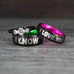 I Love You I Know Rings, Aurebesh Rings, Black Wedding Bands, Aurebesh Wedding Bands, Aurebesh Wedding Rings, Aurebesh Jewelry