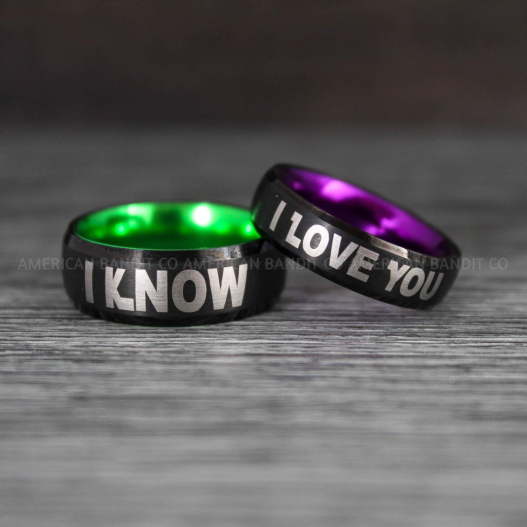 IMG_8408 I Love You I Know Rings, Aurebesh Rings, Black Wedding Bands, Aurebesh Wedding Bands, Aurebesh Wedding Rings, Aurebesh Jewelry - Image 1