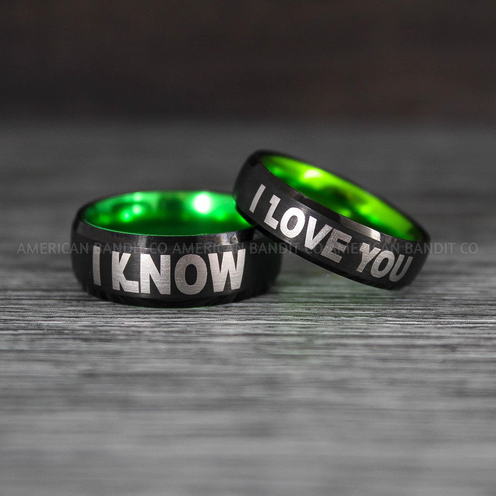 IMG_8409 I Love You I Know Rings, Aurebesh Rings, Black Wedding Bands, Aurebesh Wedding Bands, Aurebesh Wedding Rings, Aurebesh Jewelry - Image 1