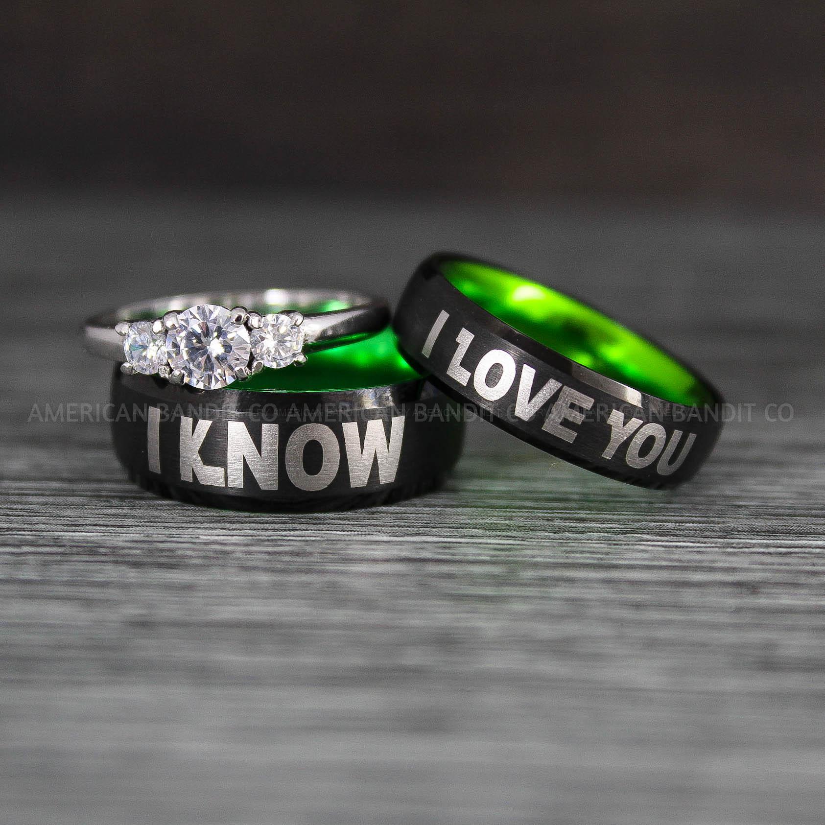 IMG_8410 I Love You I Know Rings, Aurebesh Rings, Black Wedding Bands, Aurebesh Wedding Bands, Aurebesh Wedding Rings, Aurebesh Jewelry - Image 1