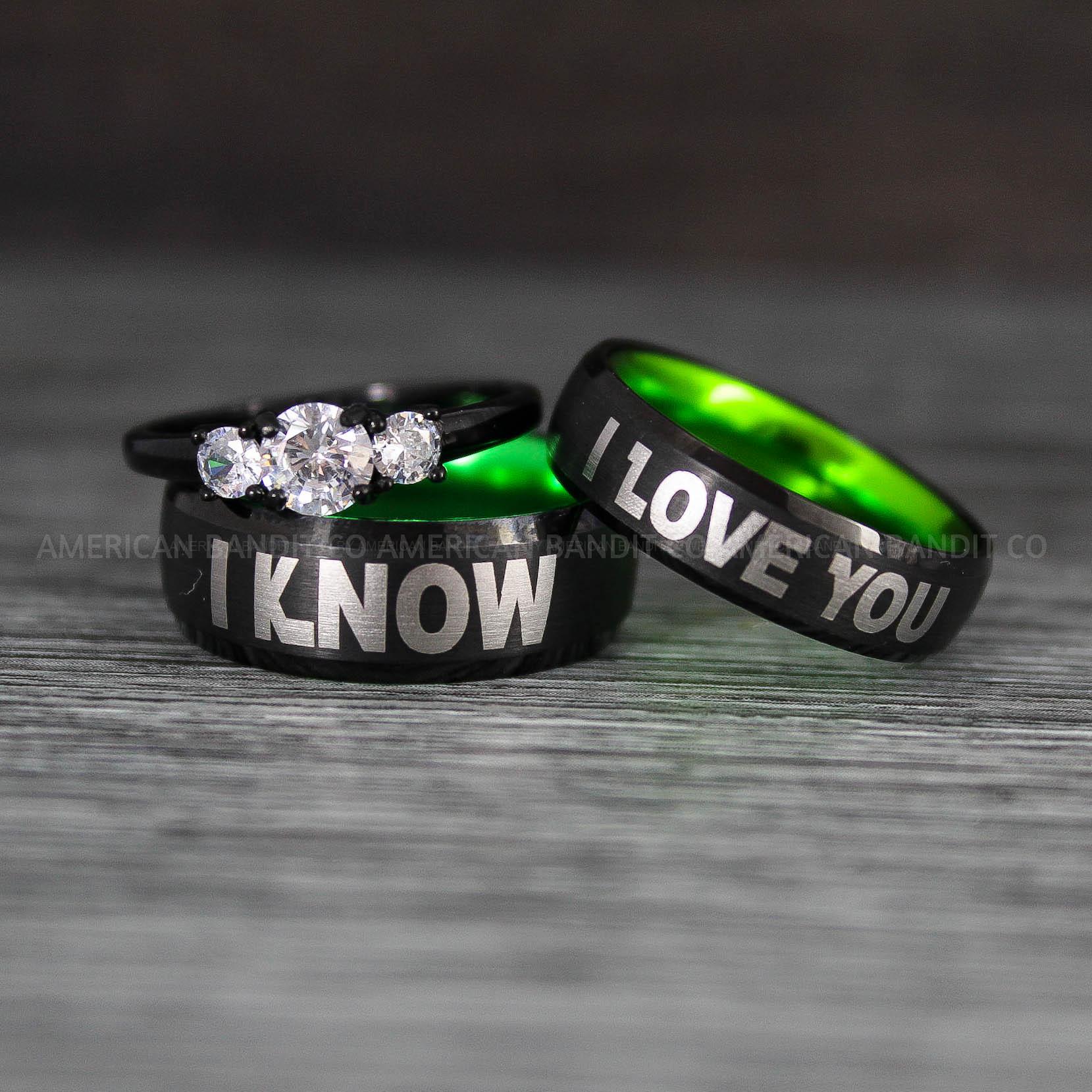 IMG_8412 I Love You I Know Rings, Aurebesh Rings, Black Wedding Bands, Aurebesh Wedding Bands, Aurebesh Wedding Rings, Aurebesh Jewelry - Image 1