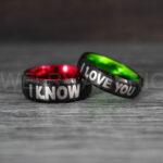 I Love You I Know Rings, Aurebesh Rings, Black Wedding Bands, Aurebesh Wedding Bands, Aurebesh Wedding Rings, Aurebesh Jewelry - Image 2