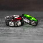 I Love You I Know Rings, Aurebesh Rings, Black Wedding Bands, Aurebesh Wedding Bands, Aurebesh Wedding Rings, Aurebesh Jewelry