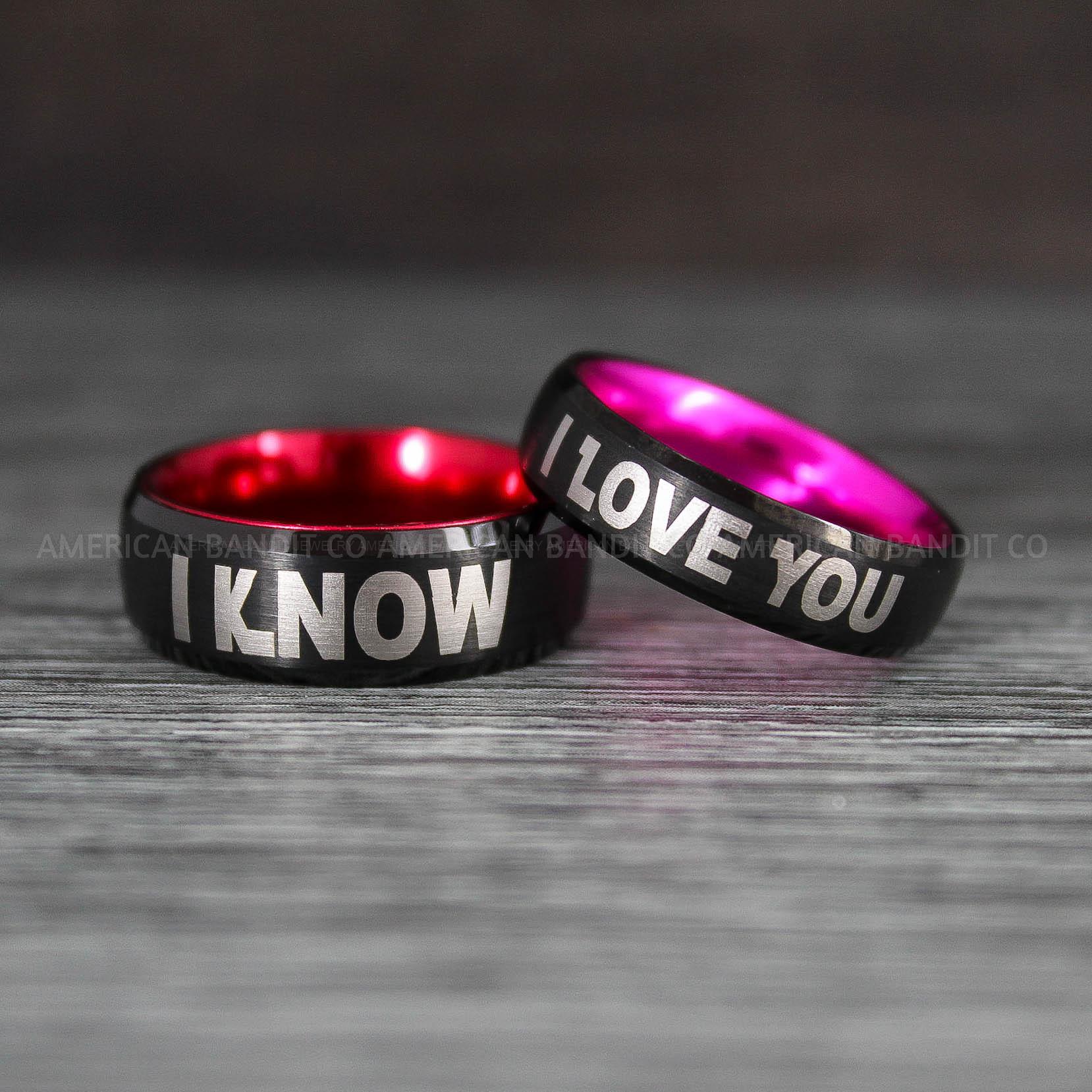 IMG_8417 I Love You I Know Rings, Aurebesh Rings, Black Wedding Bands, Aurebesh Wedding Bands, Aurebesh Wedding Rings, Aurebesh Jewelry - Image 1