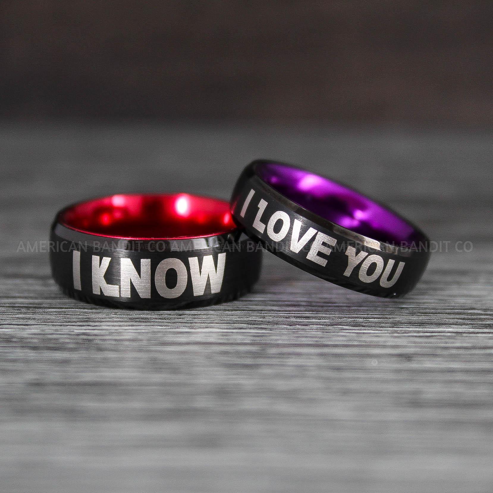 IMG_8418 I Love You I Know Rings, Aurebesh Rings, Black Wedding Bands, Aurebesh Wedding Bands, Aurebesh Wedding Rings, Aurebesh Jewelry - Image 1