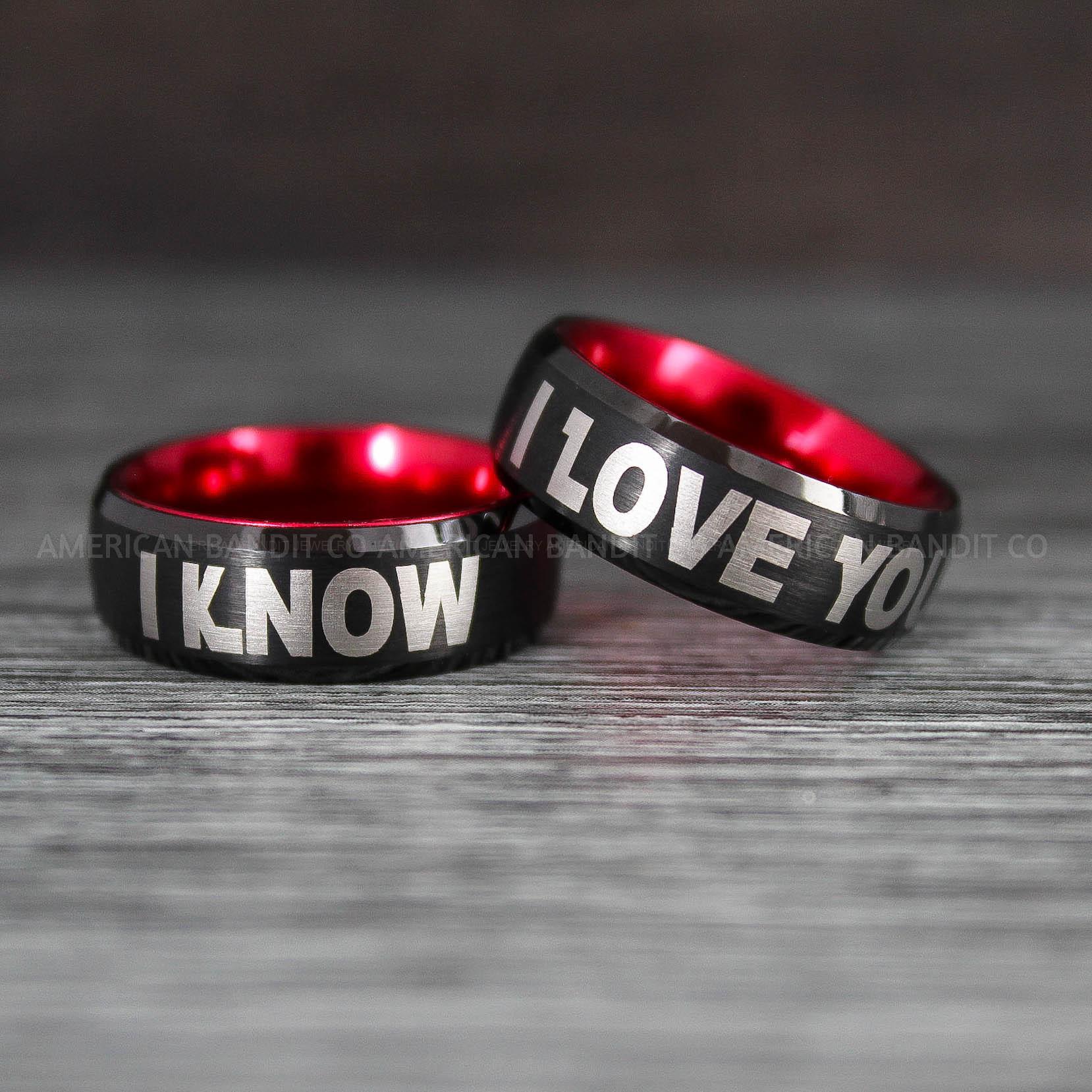 IMG_8419 I Love You I Know Rings, Aurebesh Rings, Black Wedding Bands, Aurebesh Wedding Bands, Aurebesh Wedding Rings, Aurebesh Jewelry - Image 1