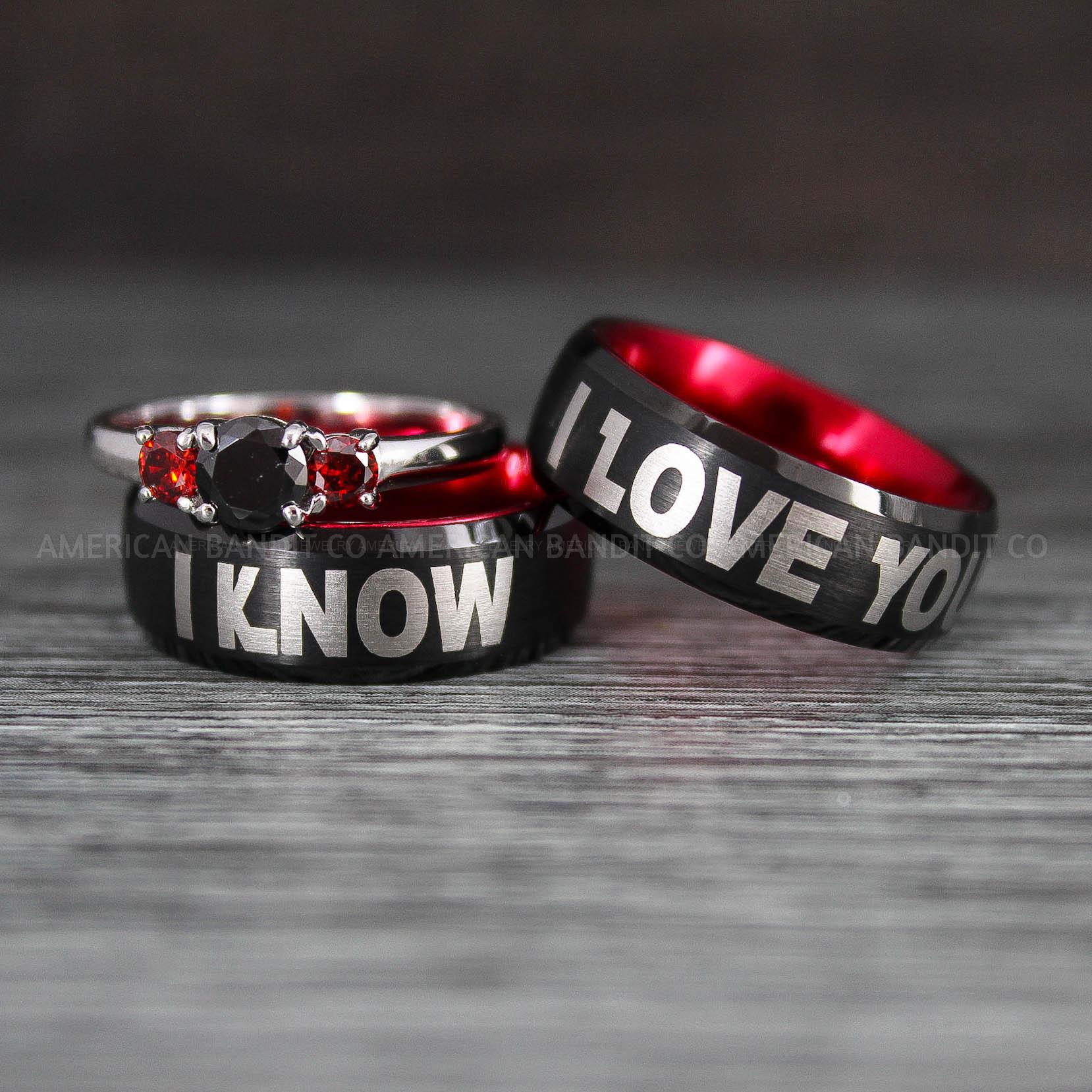 IMG_8421 I Love You I Know Rings, Aurebesh Rings, Black Wedding Bands, Aurebesh Wedding Bands, Aurebesh Wedding Rings, Aurebesh Jewelry - Image 1