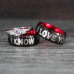 I Love You I Know Rings, Aurebesh Rings, Black Wedding Bands, Aurebesh Wedding Bands, Aurebesh Wedding Rings, Aurebesh Jewelry
