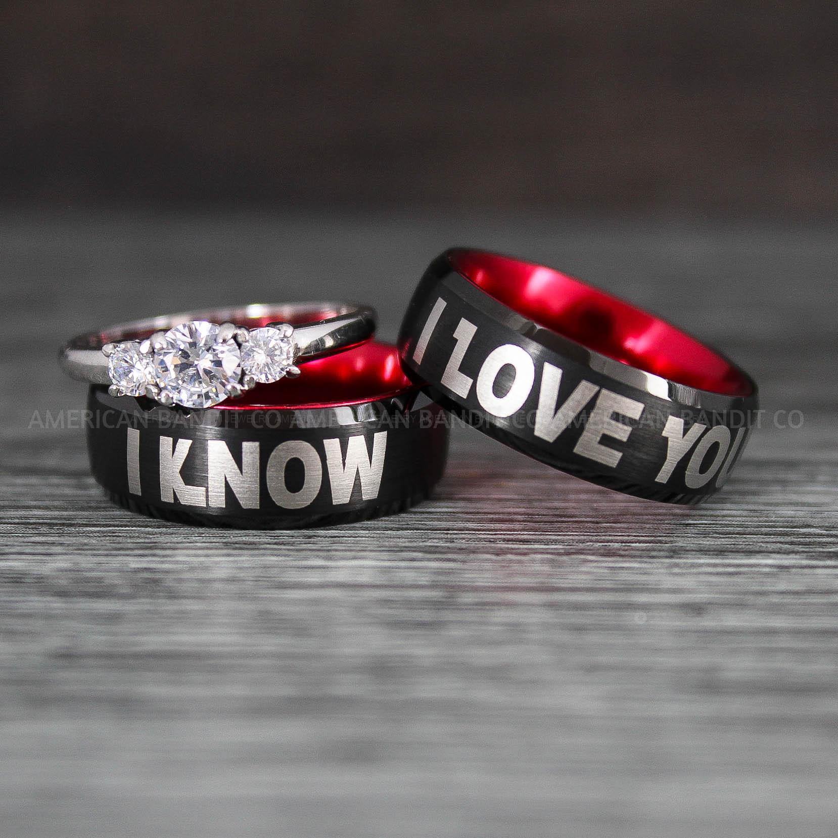 IMG_8422 I Love You I Know Rings, Aurebesh Rings, Black Wedding Bands, Aurebesh Wedding Bands, Aurebesh Wedding Rings, Aurebesh Jewelry - Image 1