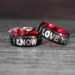 I Love You I Know Rings, Aurebesh Rings, Black Wedding Bands, Aurebesh Wedding Bands, Aurebesh Wedding Rings, Aurebesh Jewelry