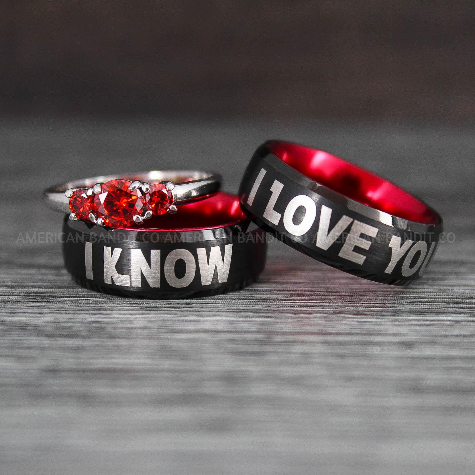 IMG_8423 I Love You I Know Rings, Aurebesh Rings, Black Wedding Bands, Aurebesh Wedding Bands, Aurebesh Wedding Rings, Aurebesh Jewelry - Image 1