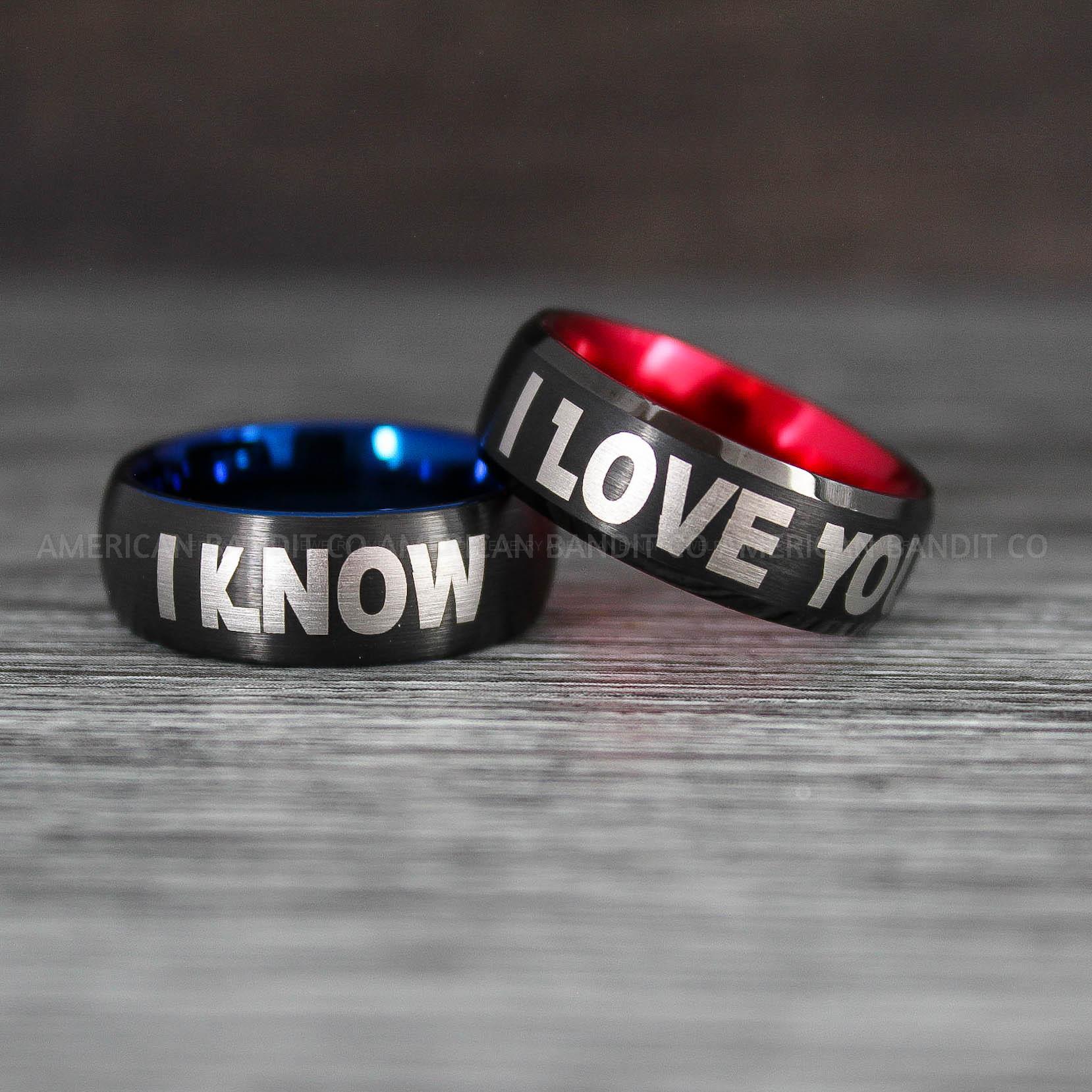IMG_8424 I Love You I Know Rings, Aurebesh Rings, Black Wedding Bands, Aurebesh Wedding Bands, Aurebesh Wedding Rings, Aurebesh Jewelry - Image 1