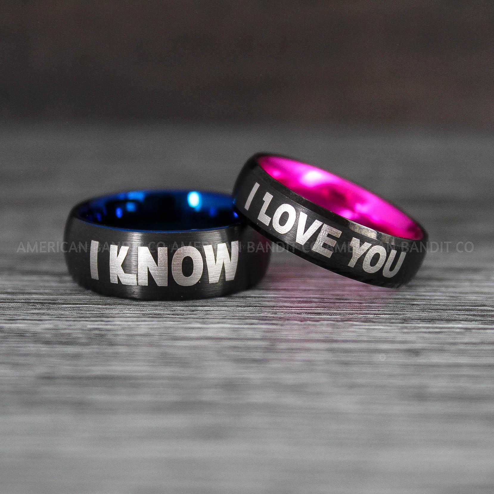 IMG_8426 I Love You I Know Rings, Aurebesh Rings, Black Wedding Bands, Aurebesh Wedding Bands, Aurebesh Wedding Rings, Aurebesh Jewelry - Image 1