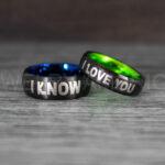I Love You I Know Rings, Aurebesh Rings, Black Wedding Bands, Aurebesh Wedding Bands, Aurebesh Wedding Rings, Aurebesh Jewelry