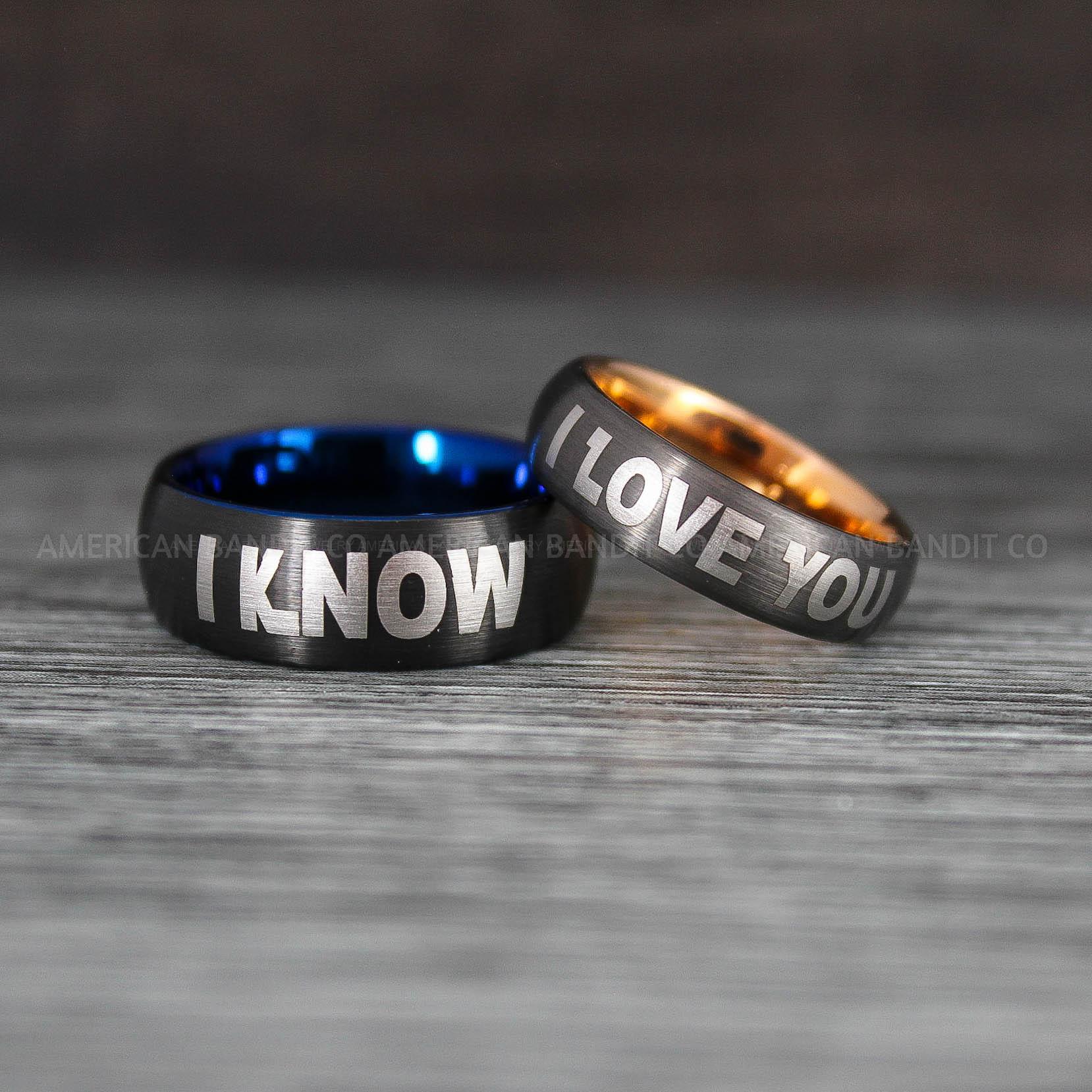 IMG_8428 I Love You I Know Rings, Aurebesh Rings, Black Wedding Bands, Aurebesh Wedding Bands, Aurebesh Wedding Rings, Aurebesh Jewelry - Image 1