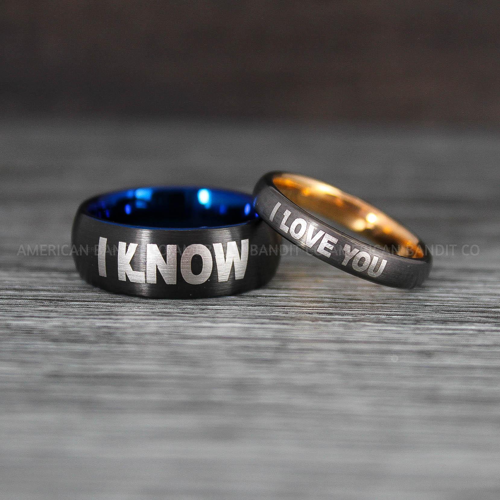 IMG_8429 I Love You I Know Rings, Aurebesh Rings, Black Wedding Bands, Aurebesh Wedding Bands, Aurebesh Wedding Rings, Aurebesh Jewelry - Image 1