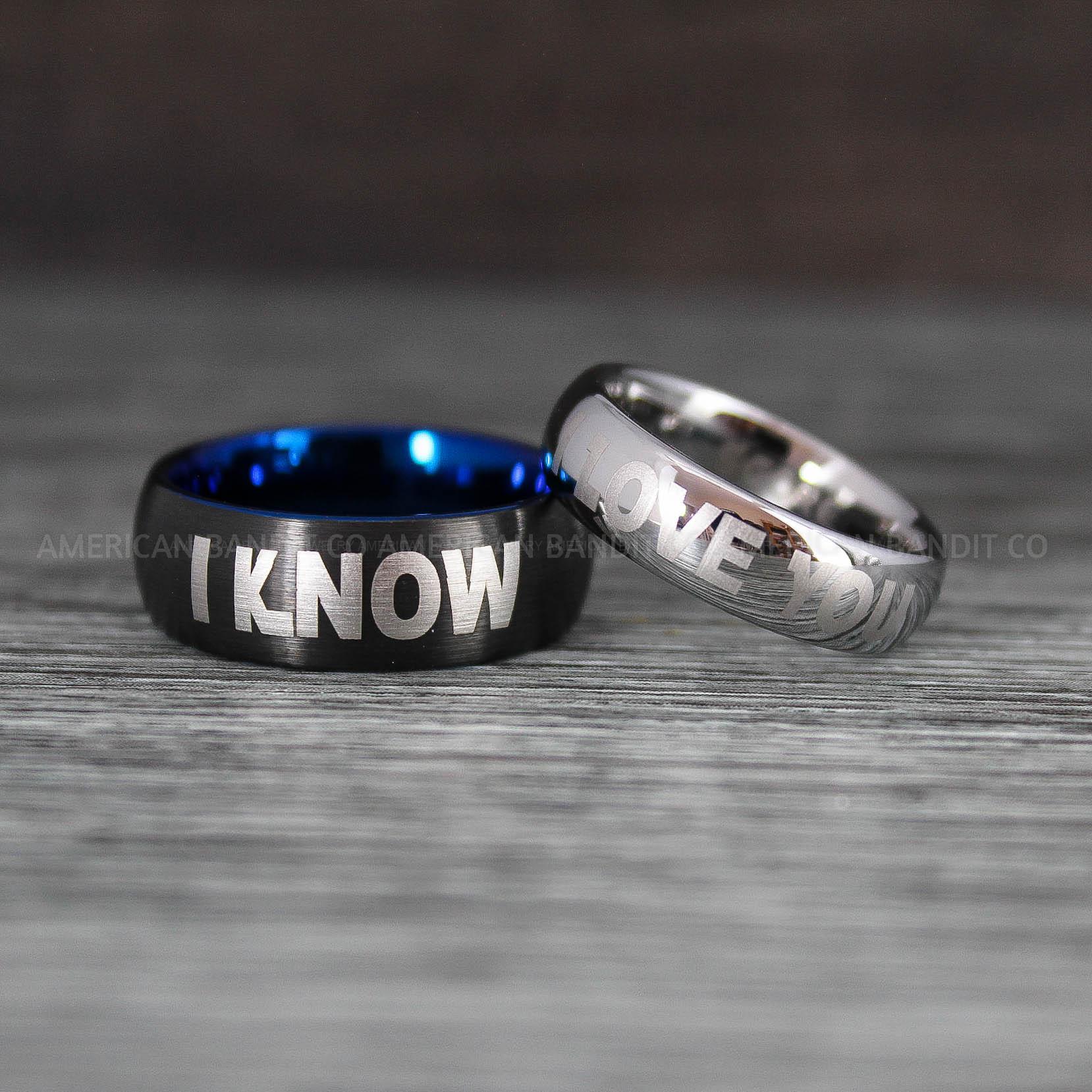 IMG_8430 I Love You I Know Rings, Aurebesh Rings, Black Wedding Bands, Aurebesh Wedding Bands, Aurebesh Wedding Rings, Aurebesh Jewelry - Image 1