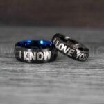I Love You I Know Rings, Aurebesh Rings, Black Wedding Bands, Aurebesh Wedding Bands, Aurebesh Wedding Rings, Aurebesh Jewelry