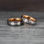 I Love You I Know Rings, Aurebesh Rings, Gunmetal Wedding Bands, Aurebesh Wedding Bands, Aurebesh Wedding Rings, Aurebesh Jewelry - Image 2