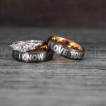 I Love You I Know Rings, Aurebesh Rings, Gunmetal Wedding Bands, Aurebesh Wedding Bands, Aurebesh Wedding Rings, Aurebesh Jewelry