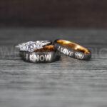 I Love You I Know Rings, Aurebesh Rings, Gunmetal Wedding Bands, Aurebesh Wedding Bands, Aurebesh Wedding Rings, Aurebesh Jewelry