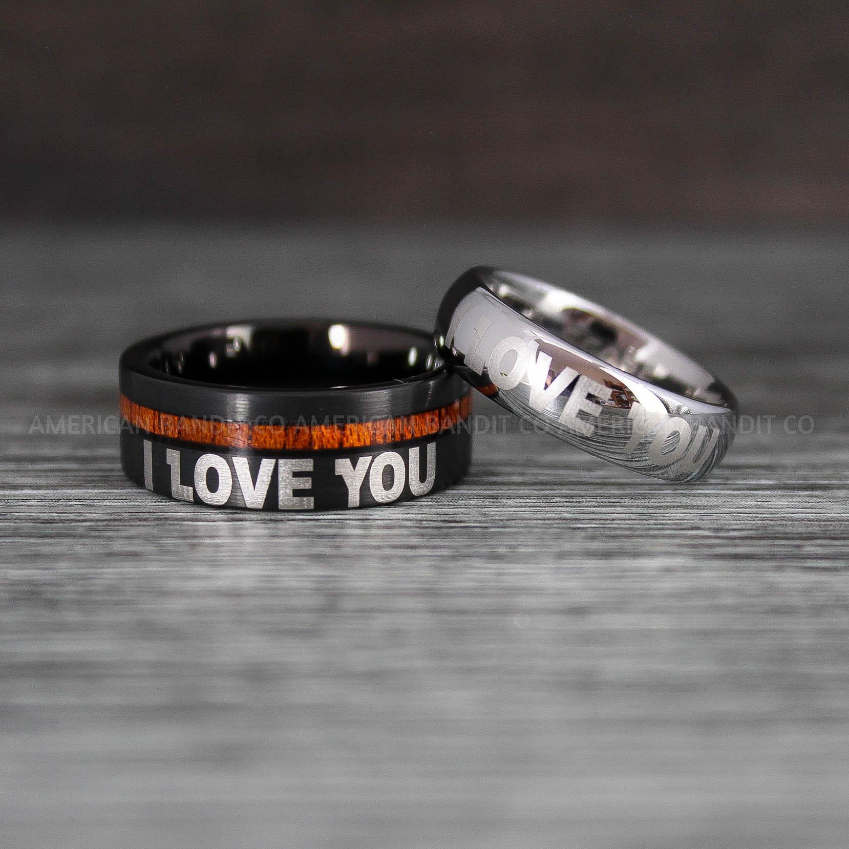 IMG_8438 I Love You I Know Rings, Aurebesh Rings, Black Wedding Bands, Aurebesh Wedding Bands, Aurebesh Wedding Rings, Aurebesh Jewelry - Image 1