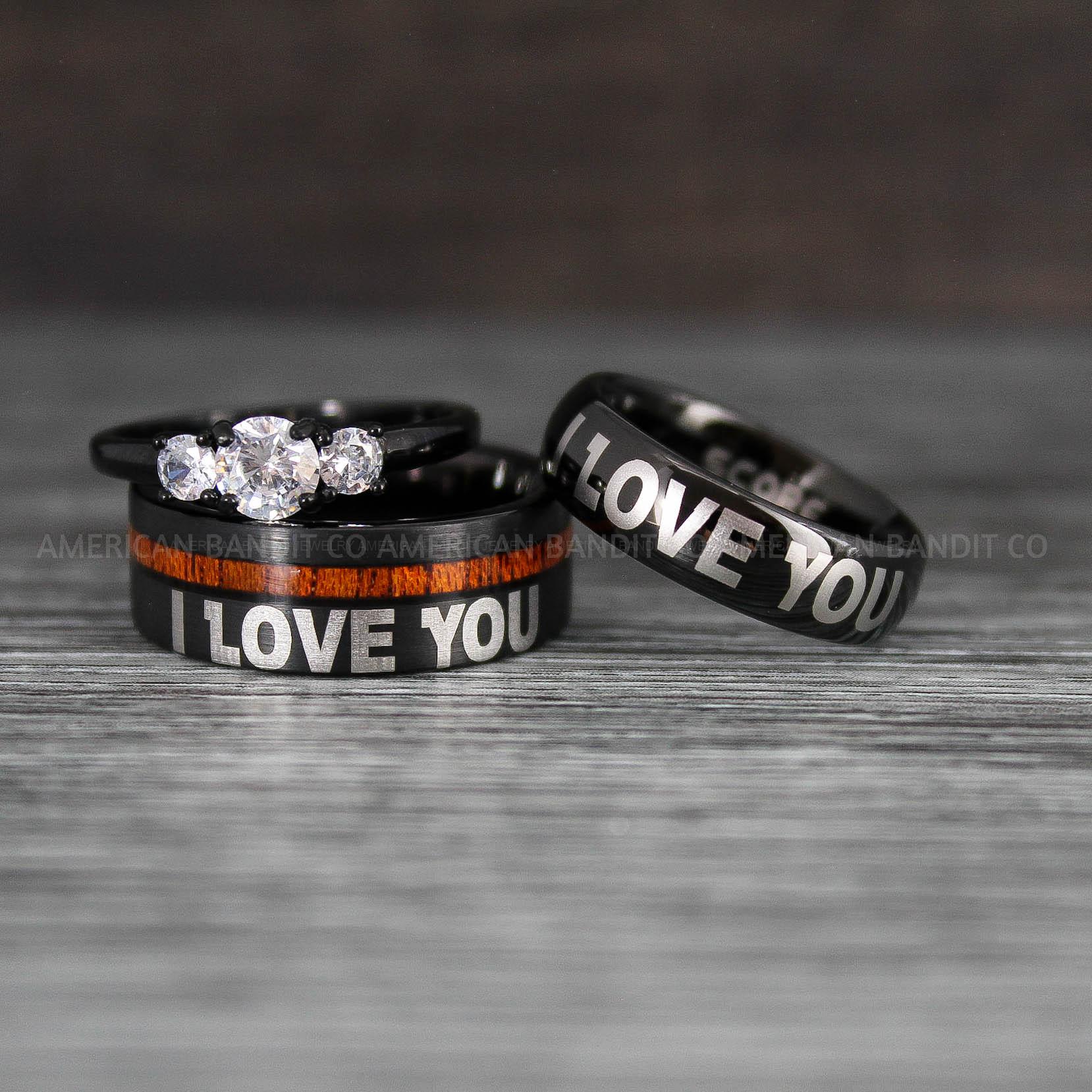 IMG_8443 I Love You I Know Rings, Aurebesh Rings, Black Wedding Bands, Aurebesh Wedding Bands, Aurebesh Wedding Rings, Aurebesh Jewelry - Image 1