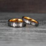 I Love You I Know Rings, Aurebesh Rings, Gunmetal Wedding Bands, Aurebesh Wedding Bands, Aurebesh Wedding Rings, Aurebesh Jewelry