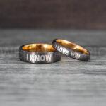 I Love You I Know Rings, Aurebesh Rings, Gunmetal Wedding Bands, Aurebesh Wedding Bands, Aurebesh Wedding Rings, Aurebesh Jewelry
