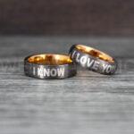 I Love You I Know Rings, Aurebesh Rings, Gunmetal Wedding Bands, Aurebesh Wedding Bands, Aurebesh Wedding Rings, Aurebesh Jewelry