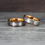I Love You I Know Rings, Aurebesh Rings, Gunmetal Wedding Bands, Aurebesh Wedding Bands, Aurebesh Wedding Rings, Aurebesh Jewelry