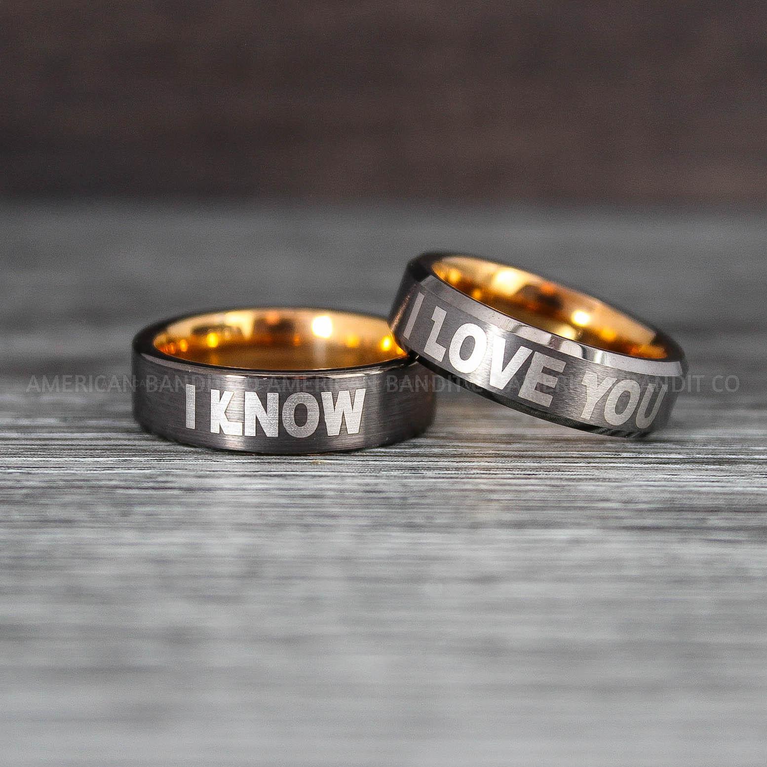 IMG_8474 I Love You I Know Rings, Aurebesh Rings, Gunmetal Wedding Bands, Aurebesh Wedding Bands, Aurebesh Wedding Rings, Aurebesh Jewelry - Image 1