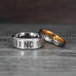 I Love You I Know Rings, Aurebesh Rings, Gunmetal Wedding Bands, Aurebesh Wedding Bands, Aurebesh Wedding Rings, Aurebesh Jewelry