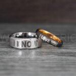 I Love You I Know Rings, Aurebesh Rings, Gunmetal Wedding Bands, Aurebesh Wedding Bands, Aurebesh Wedding Rings, Aurebesh Jewelry