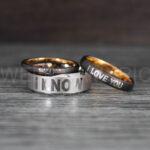 I Love You I Know Rings, Aurebesh Rings, Gunmetal Wedding Bands, Aurebesh Wedding Bands, Aurebesh Wedding Rings, Aurebesh Jewelry