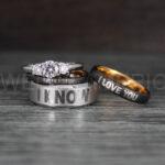 I Love You I Know Rings, Aurebesh Rings, Gunmetal Wedding Bands, Aurebesh Wedding Bands, Aurebesh Wedding Rings, Aurebesh Jewelry
