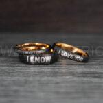 I Love You I Know Rings, Aurebesh Rings, Gunmetal Wedding Bands, Aurebesh Wedding Bands, Aurebesh Wedding Rings, Aurebesh Jewelry