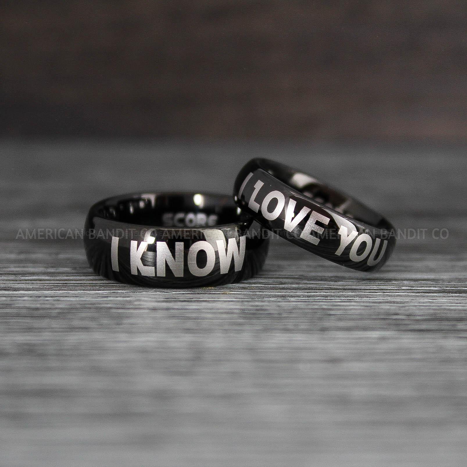 IMG_8499 I Love You I Know Rings, Aurebesh Rings, Black Wedding Bands, Aurebesh Wedding Bands, Aurebesh Wedding Rings, Aurebesh Jewelry - Image 1