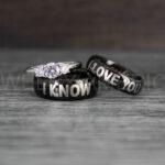 I Love You I Know Rings, Aurebesh Rings, Black Wedding Bands, Aurebesh Wedding Bands, Aurebesh Wedding Rings, Aurebesh Jewelry