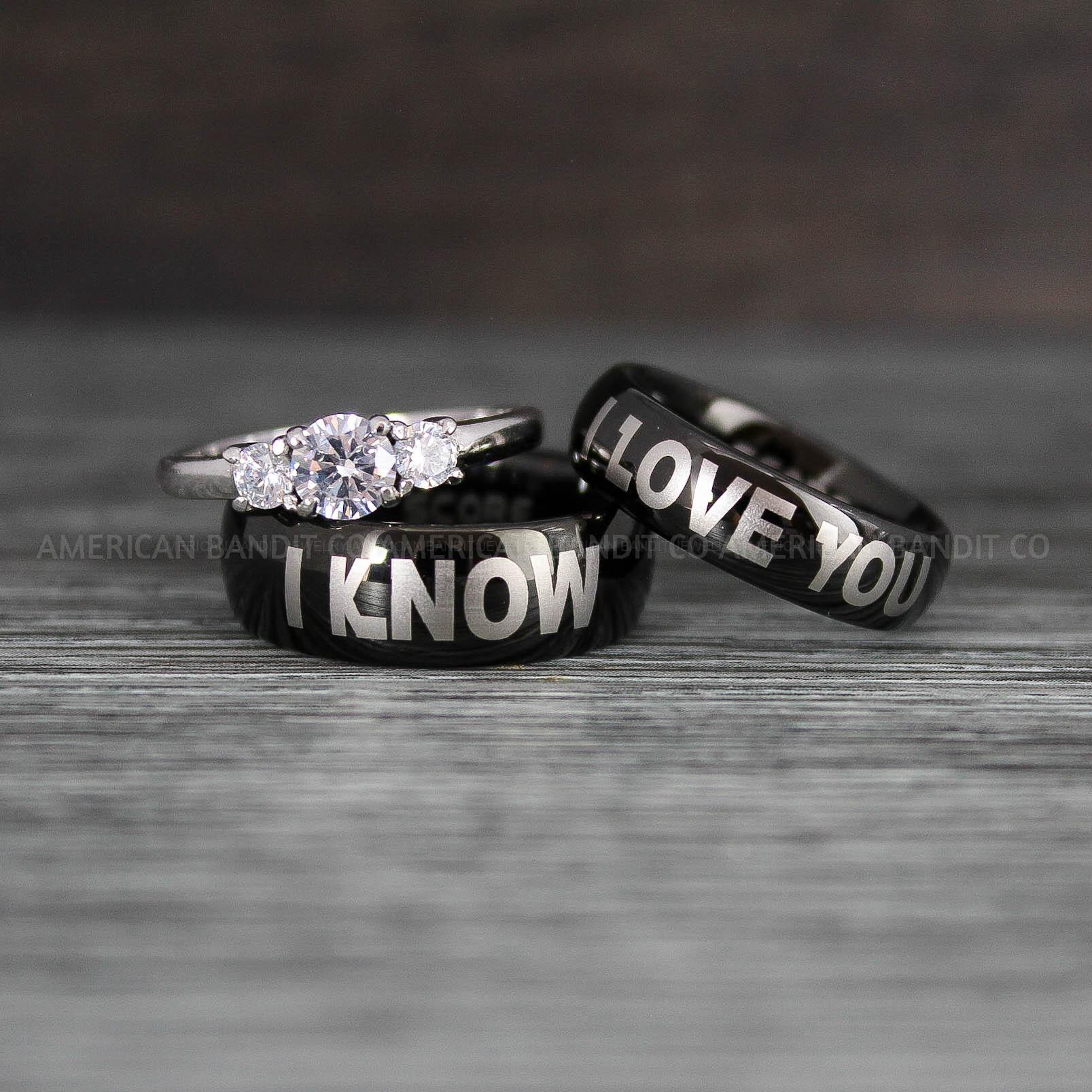 IMG_8500 I Love You I Know Rings, Aurebesh Rings, Black Wedding Bands, Aurebesh Wedding Bands, Aurebesh Wedding Rings, Aurebesh Jewelry - Image 1