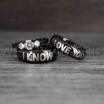 I Love You I Know Rings, Aurebesh Rings, Black Wedding Bands, Aurebesh Wedding Bands, Aurebesh Wedding Rings, Aurebesh Jewelry