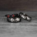 I Love You I Know Rings, Aurebesh Rings, Black Wedding Bands, Aurebesh Wedding Bands, Aurebesh Wedding Rings, Aurebesh Jewelry