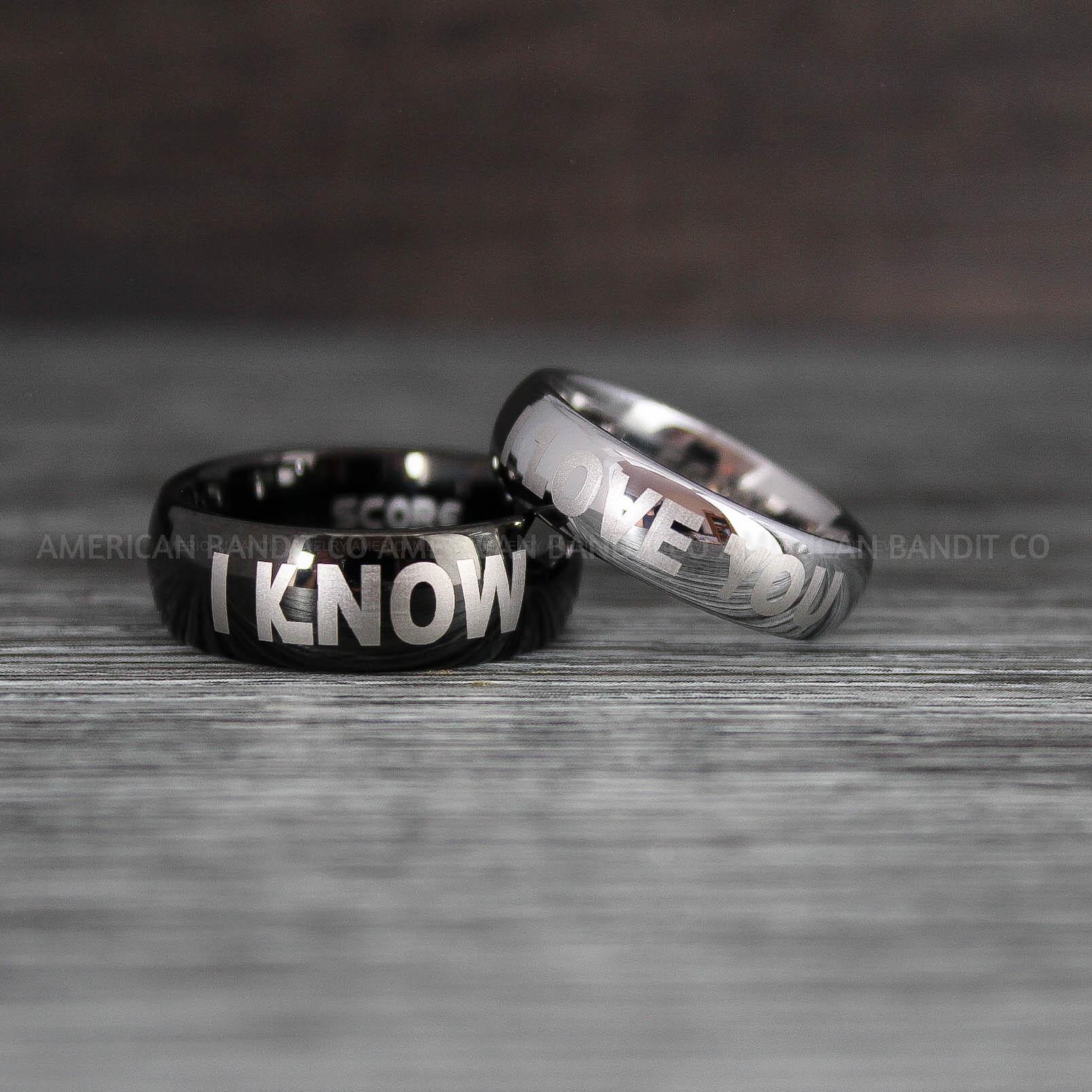 IMG_8505 I Love You I Know Rings, Aurebesh Rings, Black Wedding Bands, Aurebesh Wedding Bands, Aurebesh Wedding Rings, Aurebesh Jewelry - Image 1