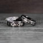 I Love You I Know Rings, Aurebesh Rings, Black Wedding Bands, Aurebesh Wedding Bands, Aurebesh Wedding Rings, Aurebesh Jewelry