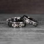 I Love You I Know Rings, Aurebesh Rings, Black Wedding Bands, Aurebesh Wedding Bands, Aurebesh Wedding Rings, Aurebesh Jewelry