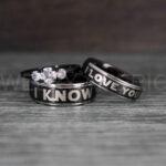 I Love You I Know Rings, Aurebesh Rings, Black Wedding Bands, Aurebesh Wedding Bands, Aurebesh Wedding Rings, Aurebesh Jewelry