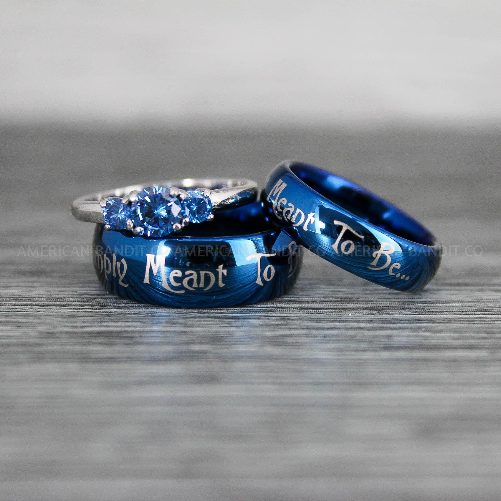 IMG_8518 Simply Meant To Be Rings, Blue Wedding Bands, Blue Wedding Rings, Couple Rings, Couple Jewelry, His and Her Rings, Matching Rings Couple Wedding Ring Couple Jewelry - Image 1
